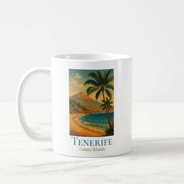 Taza De Café Tenerife Islas Canarias Montaña Teide Isla Español (Izquierda)