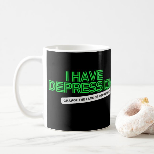 Taza De Café Tengo Depresión Neon Black Plain CTFOD Mug (Con donut)