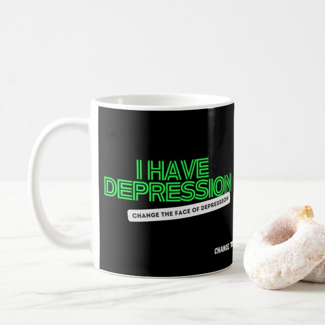 Taza De Café Tengo Depresión Neon Black Plain CTFOD Mug (Con donut)