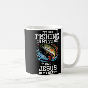 Taza De Café Tengo Pesca En Mis Venas Y Jesús En Mi Corazón
