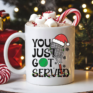 Taza De Café Tenis divertido de Navidad, ¡Acabas de ser servido