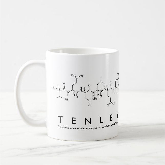 Taza De Café Tenley peptide name mug (Izquierda)