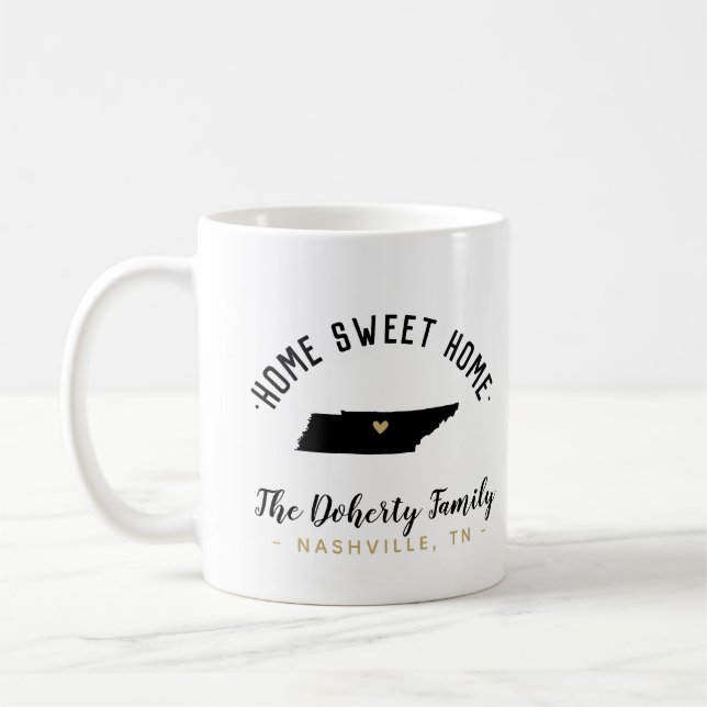 Taza De Café Tennessee Hogar Dulce Familia Monograma Mug (Izquierda)