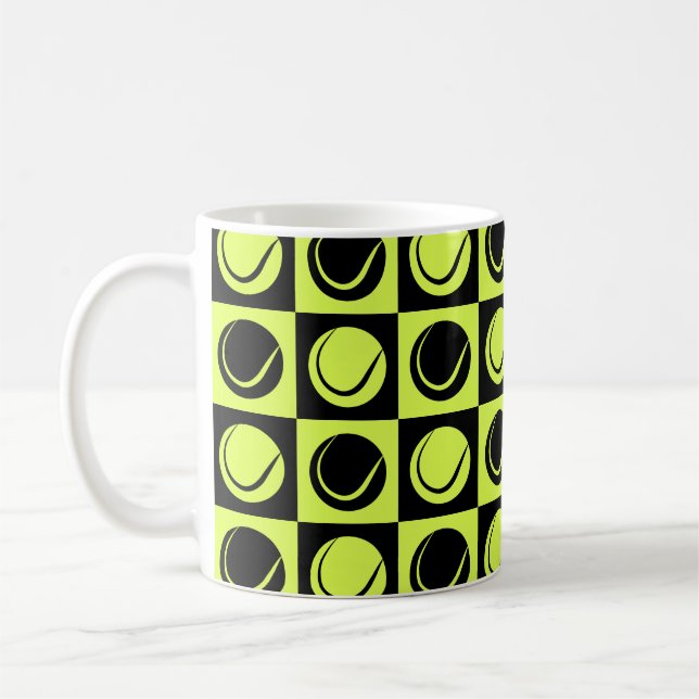 Taza De Café Tennis Ball Checkered Seamless Pattern (Izquierda)