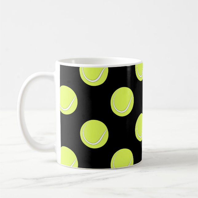 Taza De Café Tennis Balls Patrón sin inconvenientes en el fondo (Izquierda)
