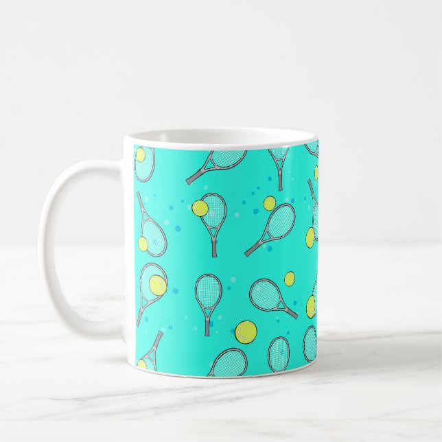 Taza De Café Tennis Seamless Pattern - Racket & Ball  (Izquierda)