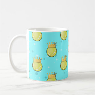 Taza De Café Tennis Sports King Pattern en el fondo azul