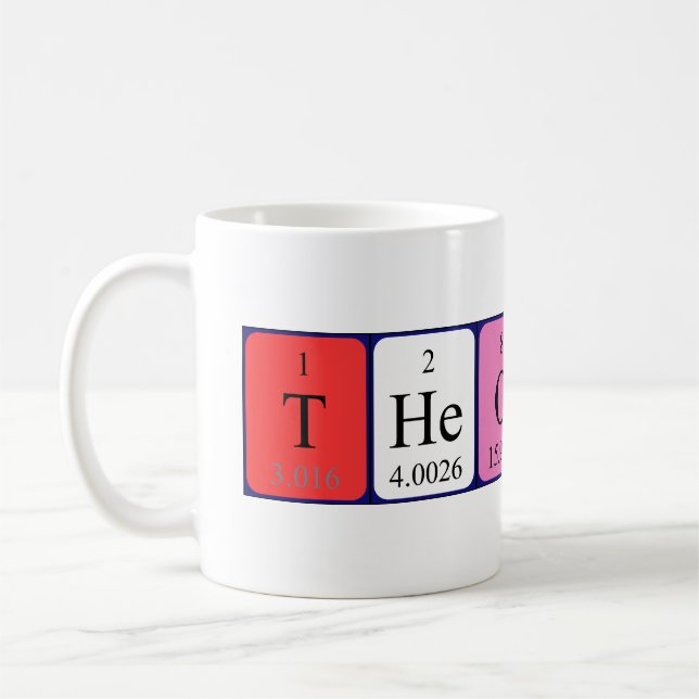 Taza De Café Teodora nombre de tabla periódica mug (Izquierda)