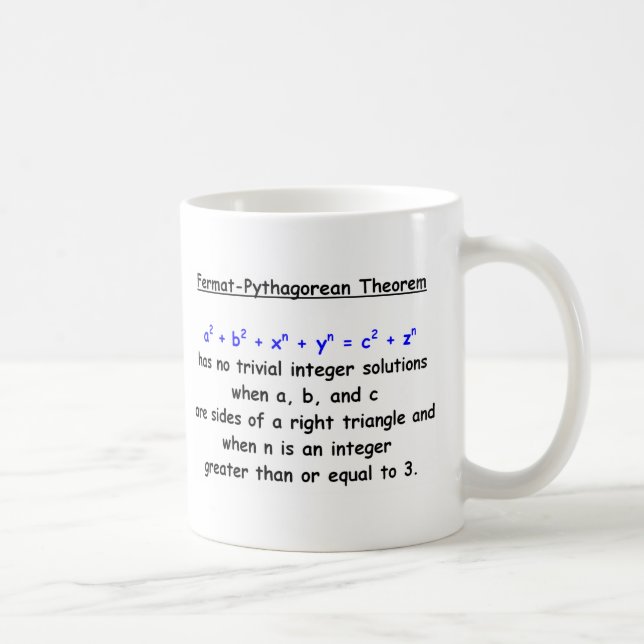 Taza De Café Teorema de Silly Fermat-Pythagorean (Derecha)