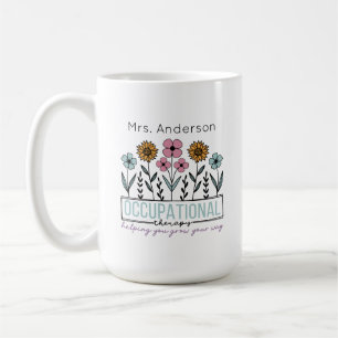 Taza De Café Terapeuta Ocupacional Flores Silvestres Nombre del