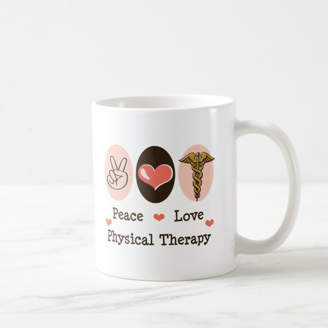 Taza De Café Terapia física del amor de la paz (Derecha)