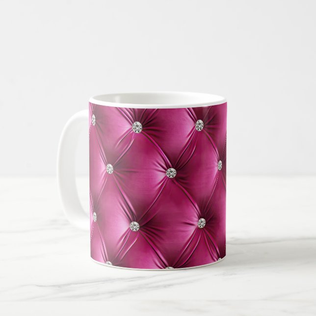 Taza De Café Terciopelo Falso Rosa Glam de Lujo (Anverso izquierdo)