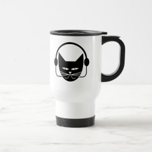 Taza de café termal de FM del gato negro