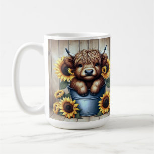 Taza De Café Ternero de vaca de las Tierras Altas en cubeta de