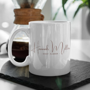 Taza De Café Terracota Moderno Minimalista Elegante Logo Comerc