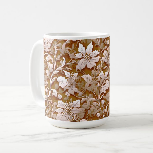 Taza De Café Terracota quemada Naranja Boho botánico moderno (Anverso izquierdo)