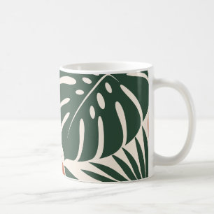 Taza De Café Terracotta Green Tropical Leaf Silhouette