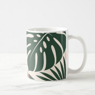 Taza De Café Terracotta Green Tropical Leaf Silhouette