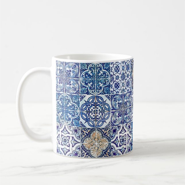 Taza De Café Terracotta Tile Mug | Diseño rústico italiano de m (Izquierda)