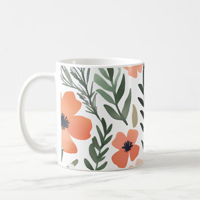 Taza De Café Terracotta Wildflower Rustic Boho Drinkware (Izquierda)