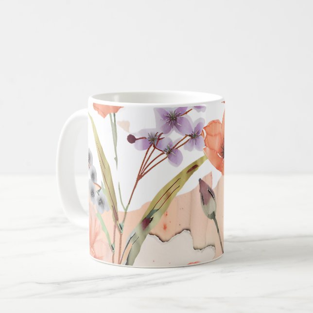 Taza De Café Terracotta Wildflower Rustic Boho Drinkware (Anverso izquierdo)