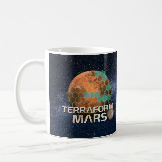 Taza De Café Terraformando el mapa hexásico de Marte (Izquierda)