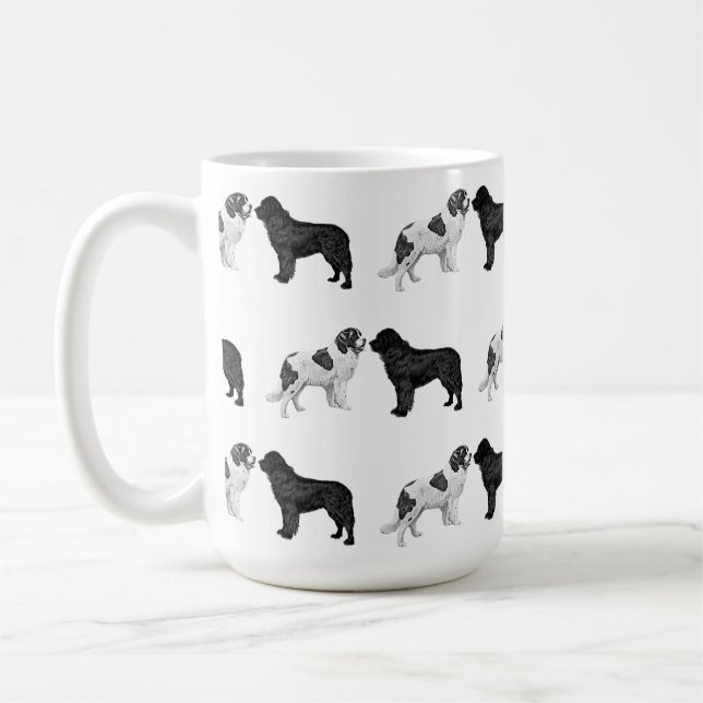 Taza De Café Terranova Negra y Landseer (Izquierda)