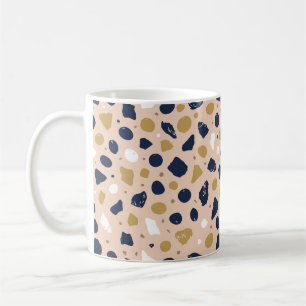 Taza De Café Terrazo Orgánico Moderno Mosaico de Piedra Abstr