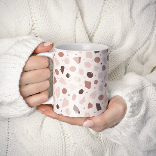Taza De Café Terrazo Orgánico Moderno Mosaico de Piedra Abstr