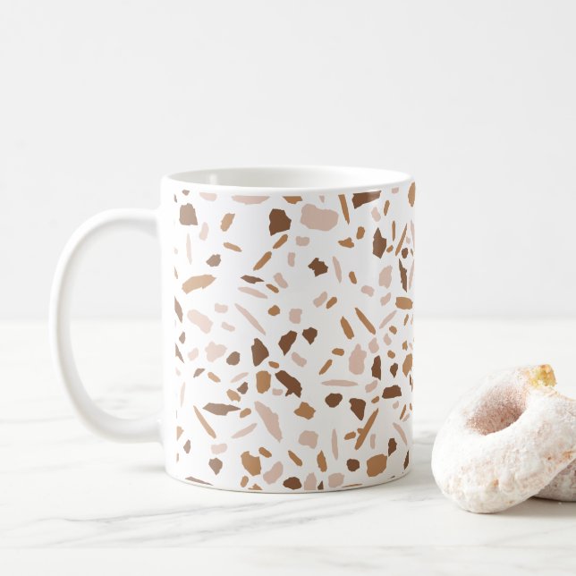 Taza De Café Terrazzo Brown y Beige y Blanco (Con donut)