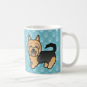 Taza De Café Terrier Australiano Cartoon Azul y Caoba