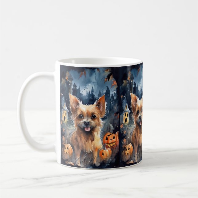 Taza De Café Terrier australiano de Halloween con calabazas tem (Izquierda)