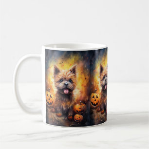 Taza De Café Terrier de Cairn de Halloween con calabazas aterra