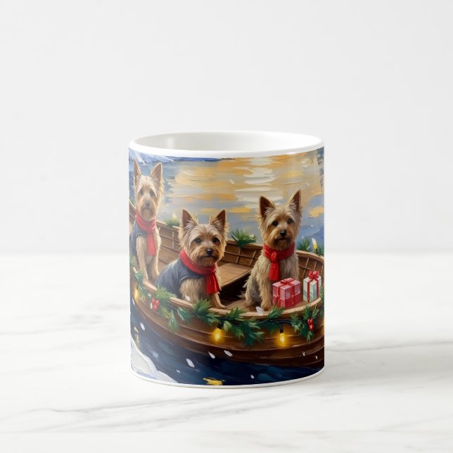 Taza De Café Terrier de Yorkshire Navidad Barco Fiesta (Centro)