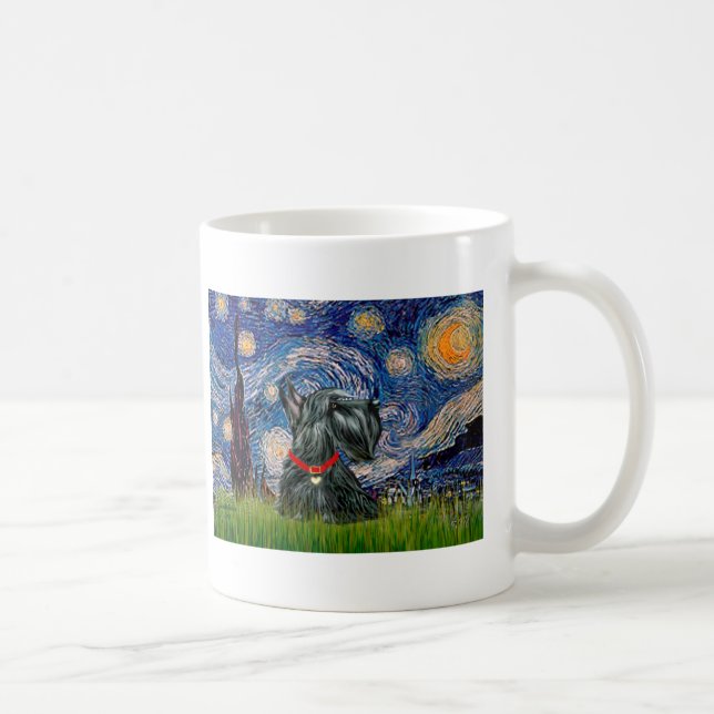 Taza De Café Terrier Escocés 12c -Noche estrellada (Derecha)