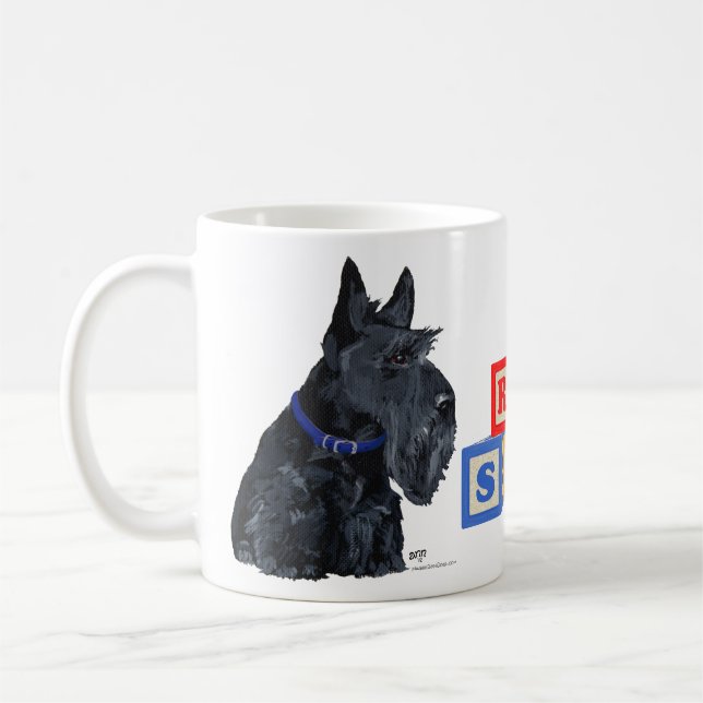 Taza De Café Terrier Escocés con Cuello Azul (Izquierda)