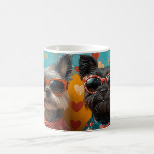 Taza De Café Terrier Escocés con Rosas del Corazón Día de San V