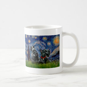 Taza De Café Terrier Escocés (dos blk) - Noche estrellada