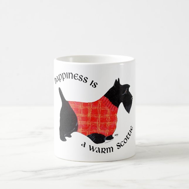 Taza De Café Terrier escocés en suéter de seda roja (Centro)