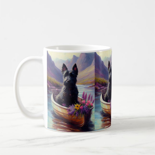 Taza De Café Terrier escocés en un remo: Una aventura escénica (Izquierda)