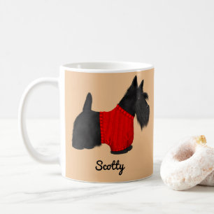 Taza De Café Terrier escocés (perro escocés) en suéter rojo