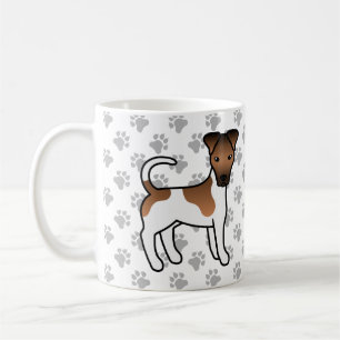 Taza De Café Terrier Fox Liso Blanco y Caqui Lindo Perro de Dib
