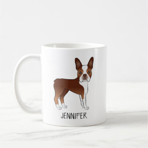 Taza De Café Terrier Rojo de Boston Perro de Dibujos Animados L