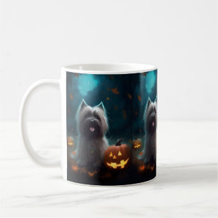 Taza De Café Terrier Skye de Halloween con calabazas Espantoso 