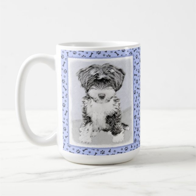 Taza De Café Terrier tibetano que pinta - arte original lindo (Izquierda)
