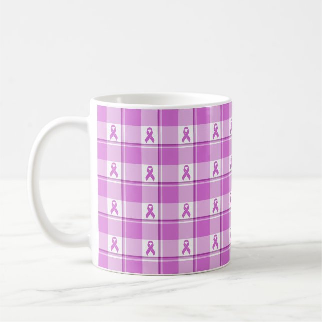 Taza De Café Testicular Cancer Awareness Plaid Purple Ribbon (Izquierda)