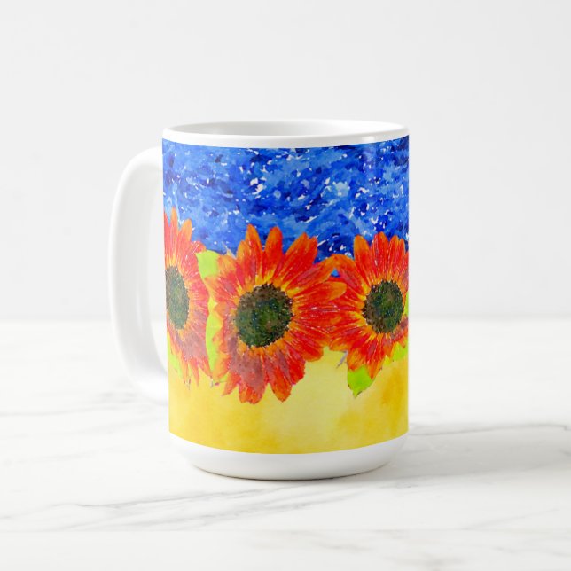 Taza De Café Testimonio de la flor de girasol azul de Ucrania (Anverso izquierdo)