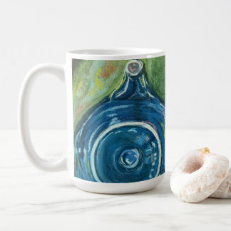 Taza De Café Tetera Azul y Obra de Arte Chai