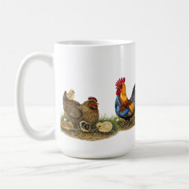 Taza De Café Tetera de gallo y gallina de familia de granja