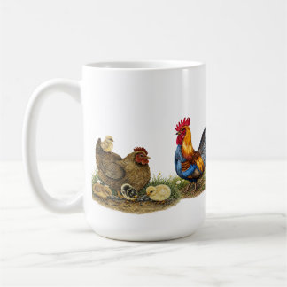 Taza De Café Tetera de gallo y gallina de familia de granja